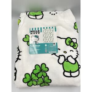 Hello Kitty St Patricks Day Clover Plush Soft Throw Blanket 50x70 NEW W/ Tags